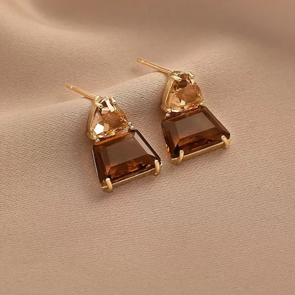 🤎 925 Sterling Silver Gold and Brown Earrings